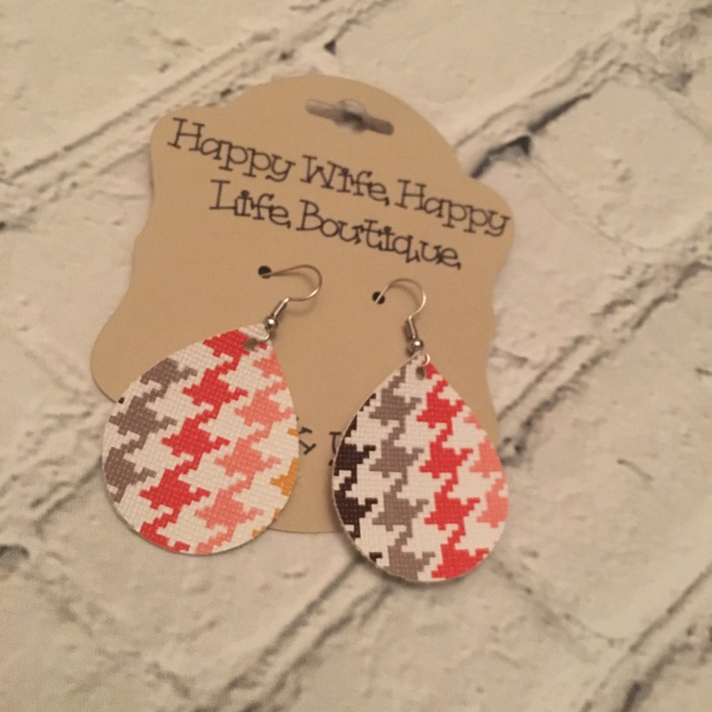 herringbone faux leather earrings
